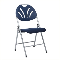 OFFICE STAR Set Of 4 Plastic Folding Chair In And Silver In Blue
