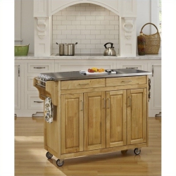 HOMESTYLES Create-A-Cart Wood Rolling Kitchen Cart In In Brown