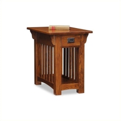 LEICK FURNITURE Mission Oak Chairside Table With Storage Drawer And Shelf