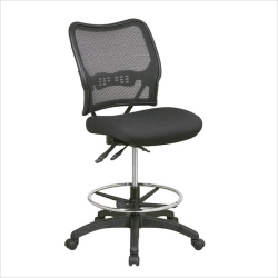 OFFICE STAR Deluxe Ergonomic Airgrid Back Fabric Drafting Chair With Mesh Seat In Black