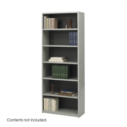 SAFCO Valuemate Standard 6 Shelf Economy Steel Bookcase In In Gray