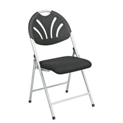 OFFICE STAR Set Of 4 Plastic Folding Chair In And Silver In Black