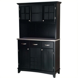 HOMESTYLES Buffet Of Buffets Wood Buffet With Hutch In In Black