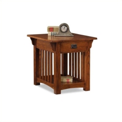 LEICK FURNITURE Wood Mission End Table With Storage Drawer And Shelf In Oak