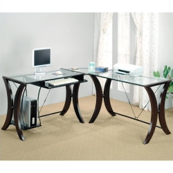 COASTER Division L-Shape Computer Desk Unit In Cappuccino