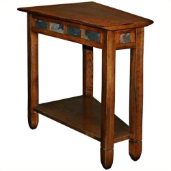 LEICK FURNITURE Rustic Slate Wood Recliner Wedge End Table In Rustic Oak