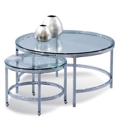 BASSETT MIRROR Modern Round Cocktail Table - Chrome Plate