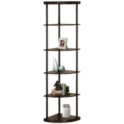 COASTER 5 Shelf Corner Bookcase In Cappuccino