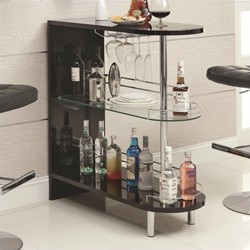 COASTER Contemporary Home Bar Table With Glass Shelf In In Black