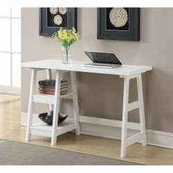 CONVENIENCE CONCEPTS Designs2Go Trestle Desk With Shelves In Wood Finish In White