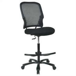 OFFICE STAR Big Man's Dark Airgrid Back With Mesh Seat Drafting Chair In Black