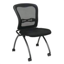 OFFICE STAR Set Of 2 Deluxe Armless Folding Chair With Progrid In Coal Fabric In Black