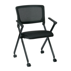 OFFICE STAR Mesh Back Folding Chair In Fabric (Set Of 2) In Black