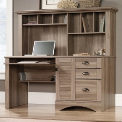 SAUDER Harbor View Computer Desk With Hutch In Salt Oak