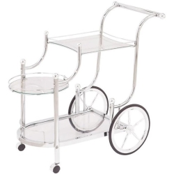 COASTER 3 Tier Glass Top Serving Cart In Chrome