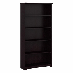BUSH Cabot 5 Shelf Tall Bookcase In Espresso Oak - Engineered Wood
