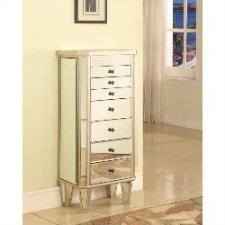 POWELL FURNITURE Powell Mirrored Jewelry Armoire In Wood In Silver