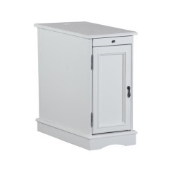LINON Butler Wood Accent Table With USB In In White