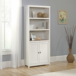 SAUDER Cottage Road Modern Engineered Wood 3-Shelf Bookcase In Soft In White