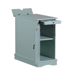 LINON Butler Wood Accent Table With USB In Aqua In Blue