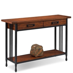 LEICK FURNITURE Ironcraft Wood Console Table In Burnished Oak