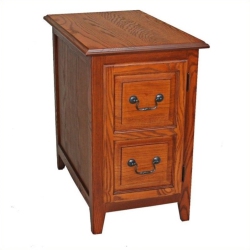 LEICK FURNITURE Shaker Wood Cabinet End Table In Medium Oak