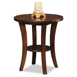LEICK FURNITURE Boa Round Wood End Table In Chocolate Cherry
