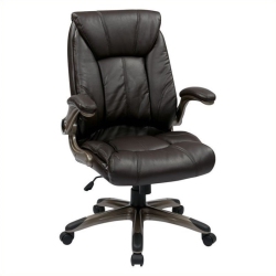 OFFICE STAR Faux Leather Mid Back Managers Office Chair In Cocoa In Brown