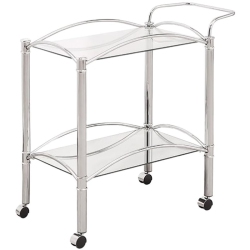 COASTER 2 Tier Glass Top Serving Cart In Chrome