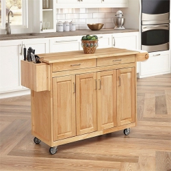 HOMESTYLES General Line Wood Rolling Kitchen Cart In In Brown