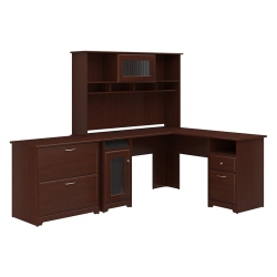 BUSH Furniture Cabot L Shaped Desk With Hutch And Lateral File Cabinet