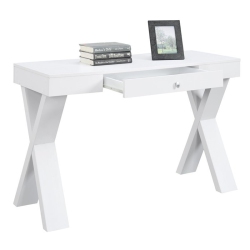CONVENIENCE CONCEPTS Newport Writing Desk In Wood Finish With Drawer In White