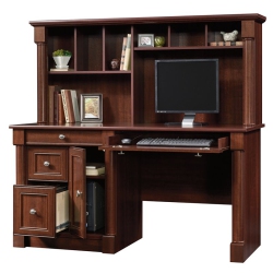 SAUDER Palladia Contemporary Wood Computer Desk With Hutch In Cherry