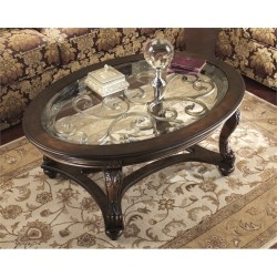 ASHLEY FURNITURE Norcastle Oval Coffee Table In In Dark Brown