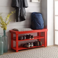 CONVENIENCE CONCEPTS Oxford Utility Mudroom Entryway Bench In Wood Finish In Red