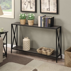 CONVENIENCE CONCEPTS Tucson Console Table In Gray Wood Finish With Metal In Black
