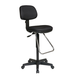 OFFICE STAR Economical Fabric Chair With Chrome Teardrop Footrest In Black