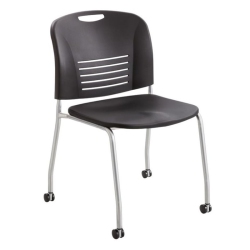 SAFCO Vy Straight Leg Stacking Chair With Caster In (Set Of 2) In Black