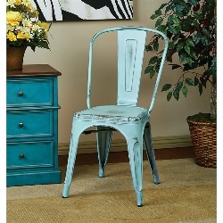 OFFICE STAR Osp Designs Armless Dining Chair In (Set Of 4) In Sky Blue