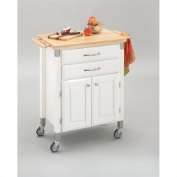 HOMESTYLES Dolly Madison Wood Rolling Kitchen Cart In Off In White