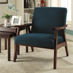 OFFICE STAR Davis Chair In Klein Azure Fabric With Medium Espresso Frame In Blue