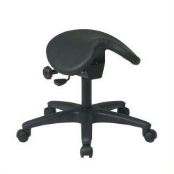 OFFICE STAR Pneumatic Drafting Backless Vinyl Saddle Seat Stool In Black