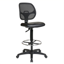 OFFICE STAR Deluxe Mesh Back Drafting Chair With Vinyl Seat In Black