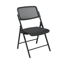 OFFICE STAR Deluxe Folding Chair With Progrid Mesh Fabric Seat And Back In Black