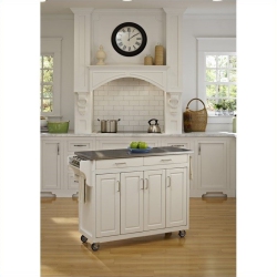 HOMESTYLES Create-A-Cart Wood Kitchen Cart In Off-White