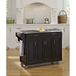 HOMESTYLES Create-A-Cart Wood Kitchen Cart In In Black
