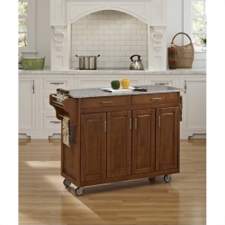 HOMESTYLES Create-A-Cart Wood Rolling Kitchen Cart In In Brown