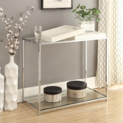 CONVENIENCE CONCEPTS Palm Beach Clear Glass Console Table In Chrome Metal Finish