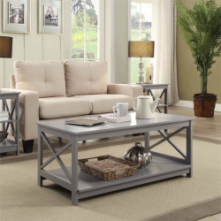 CONVENIENCE CONCEPTS Oxford Coffee Table With Shelf In Wood Finish In Gray