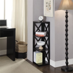 CONVENIENCE CONCEPTS Oxford 3 Shelf Corner Bookcase In Wood Finish In Black